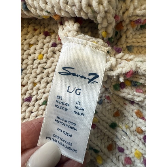 Seven 7 Women's Popcorn Rainbow Confetti Knit Long Sleeve Crewneck Sweater. Sz L - Picture 4 of 10